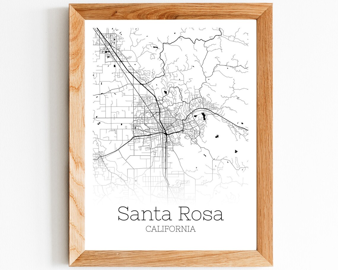 Santa Rosa Map INSTANT DOWNLOAD Santa Rosa California City | Etsy