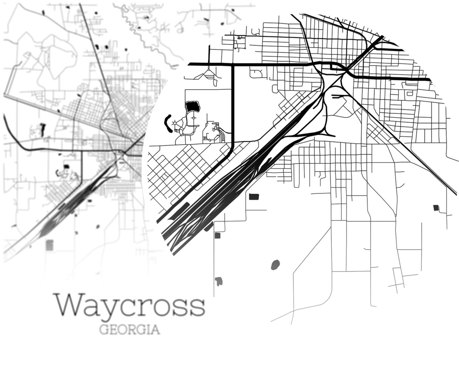 Waycross Map INSTANT DOWNLOAD Waycross City Map Etsy