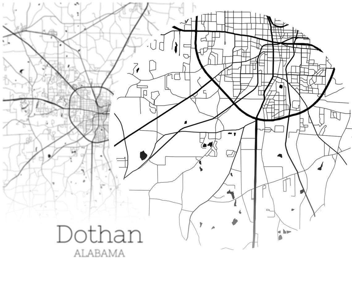 Dothan Map INSTANT DOWNLOAD Dothan Alabama City Map Printable Etsy