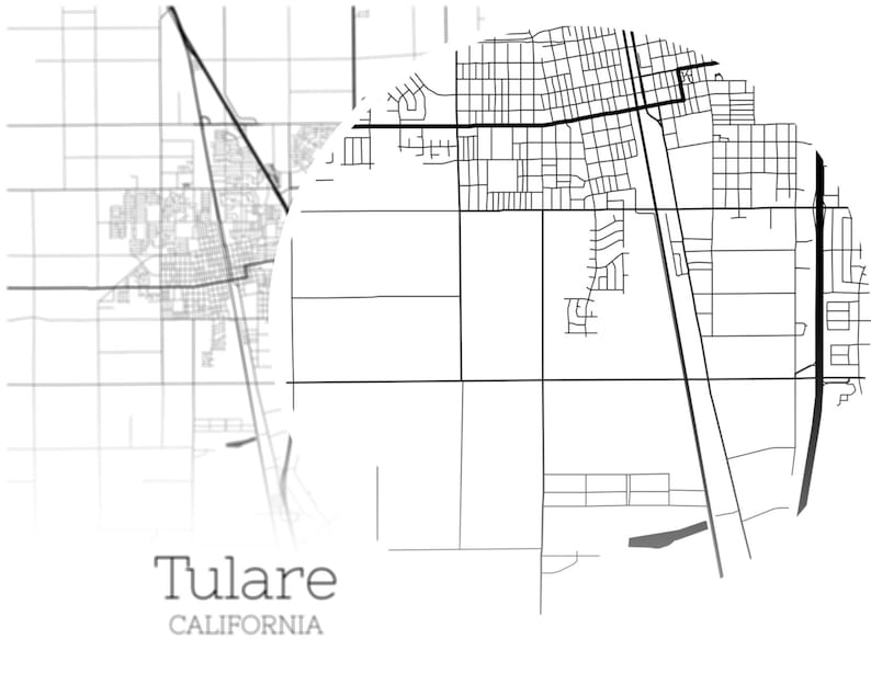 Tulare Map INSTANT DOWNLOAD Tulare California City Map Etsy