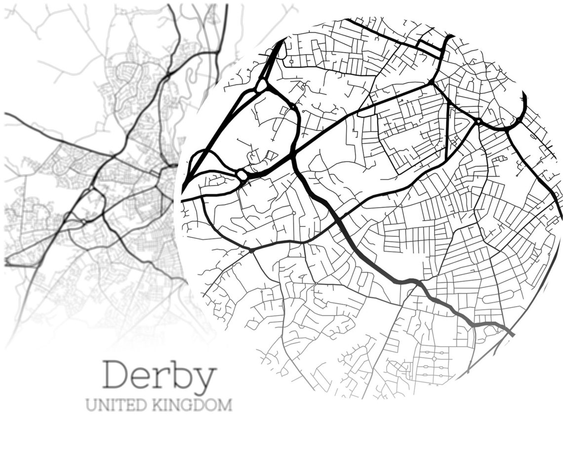 Derby Map INSTANT DOWNLOAD Derby United Kingdom City Map  Etsy