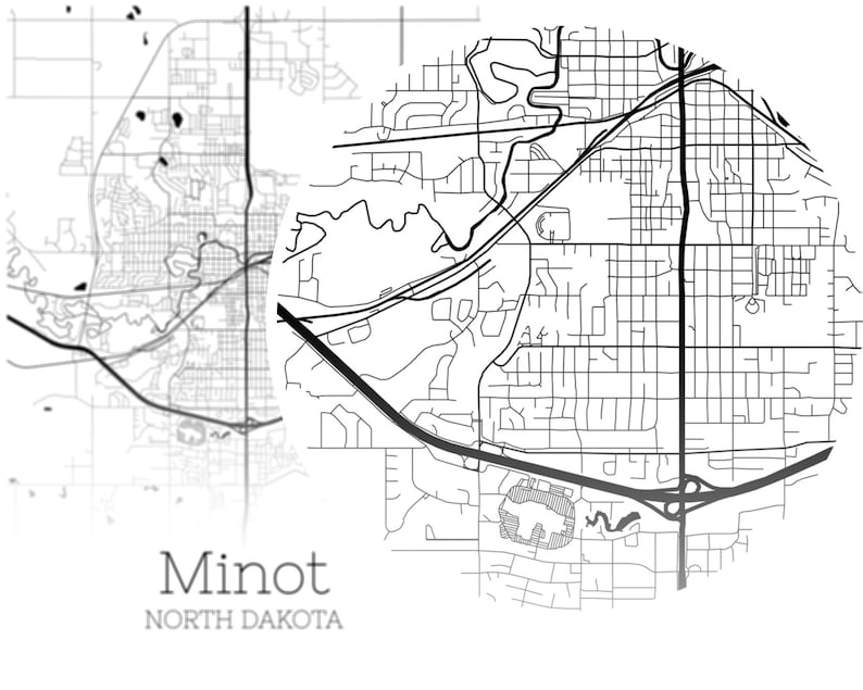 Minot Map INSTANT DOWNLOAD Minot North Dakota City Map Etsy