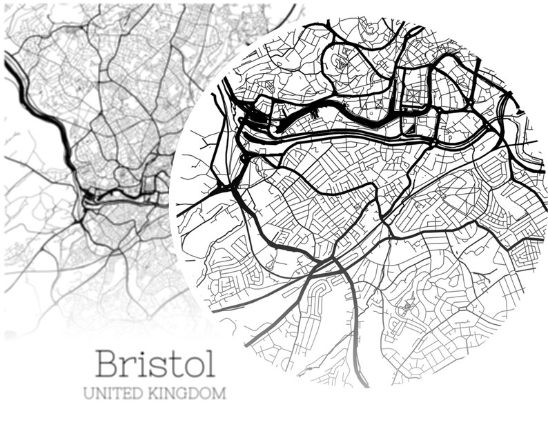 Bristol Map INSTANT DOWNLOAD Bristol United Kingdom City Map | Etsy