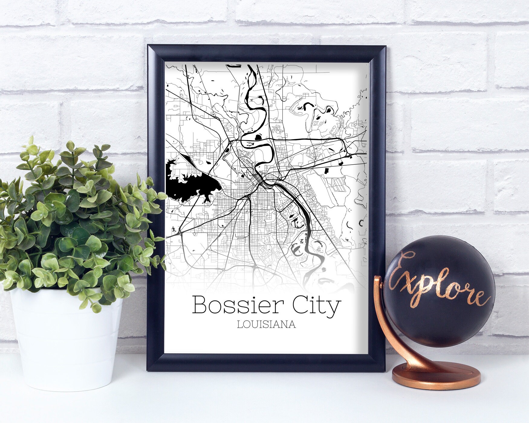 Bossier City Map INSTANT DOWNLOAD Bossier City Louisiana City Etsy