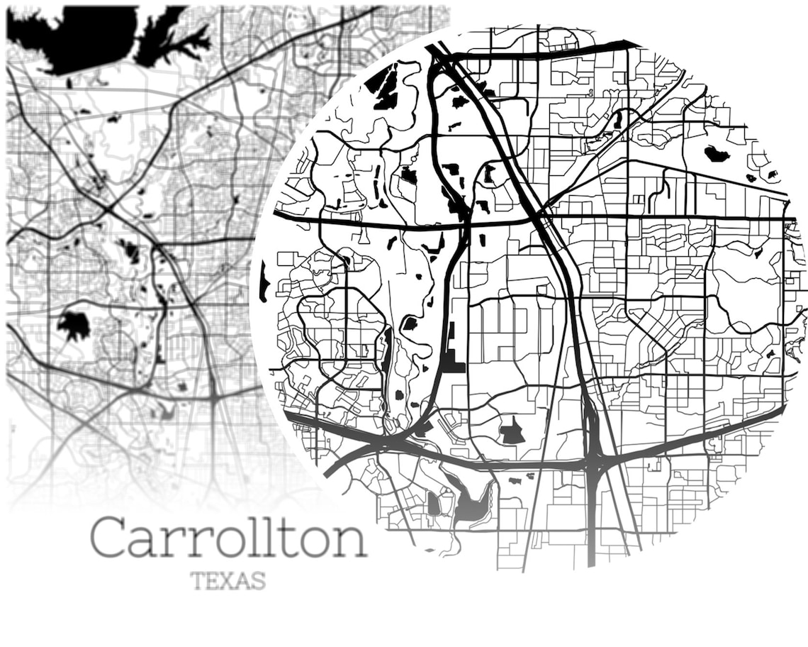 Carrollton Map INSTANT DOWNLOAD Carrollton Texas City Map  Etsy