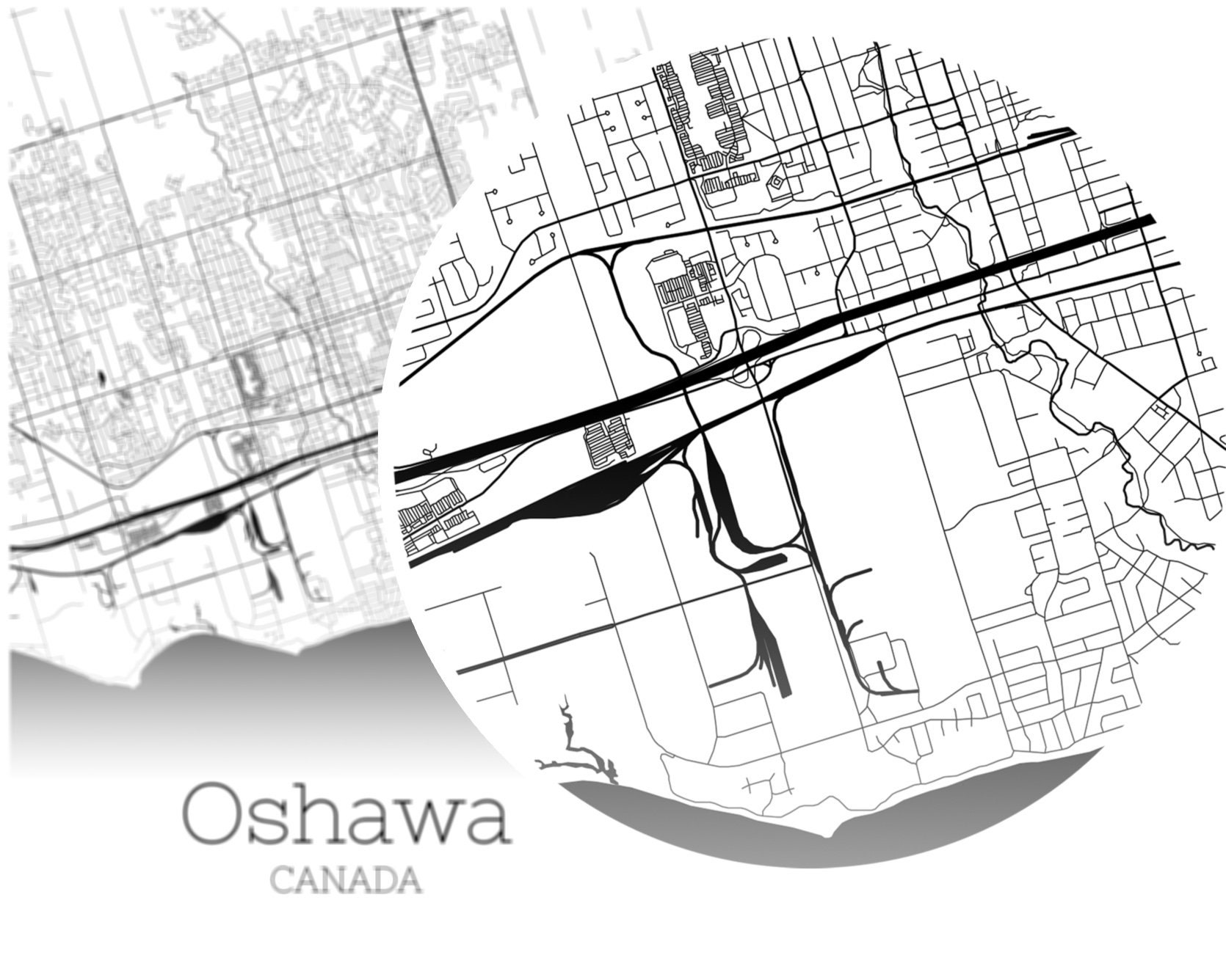 Oshawa Map INSTANT DOWNLOAD Oshawa Canada City Map Printable Etsy