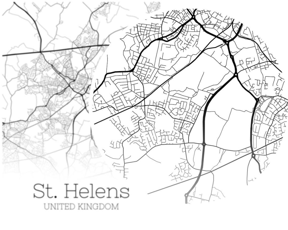St Helens Map INSTANT DOWNLOAD St Helens United Kingdom City Etsy
