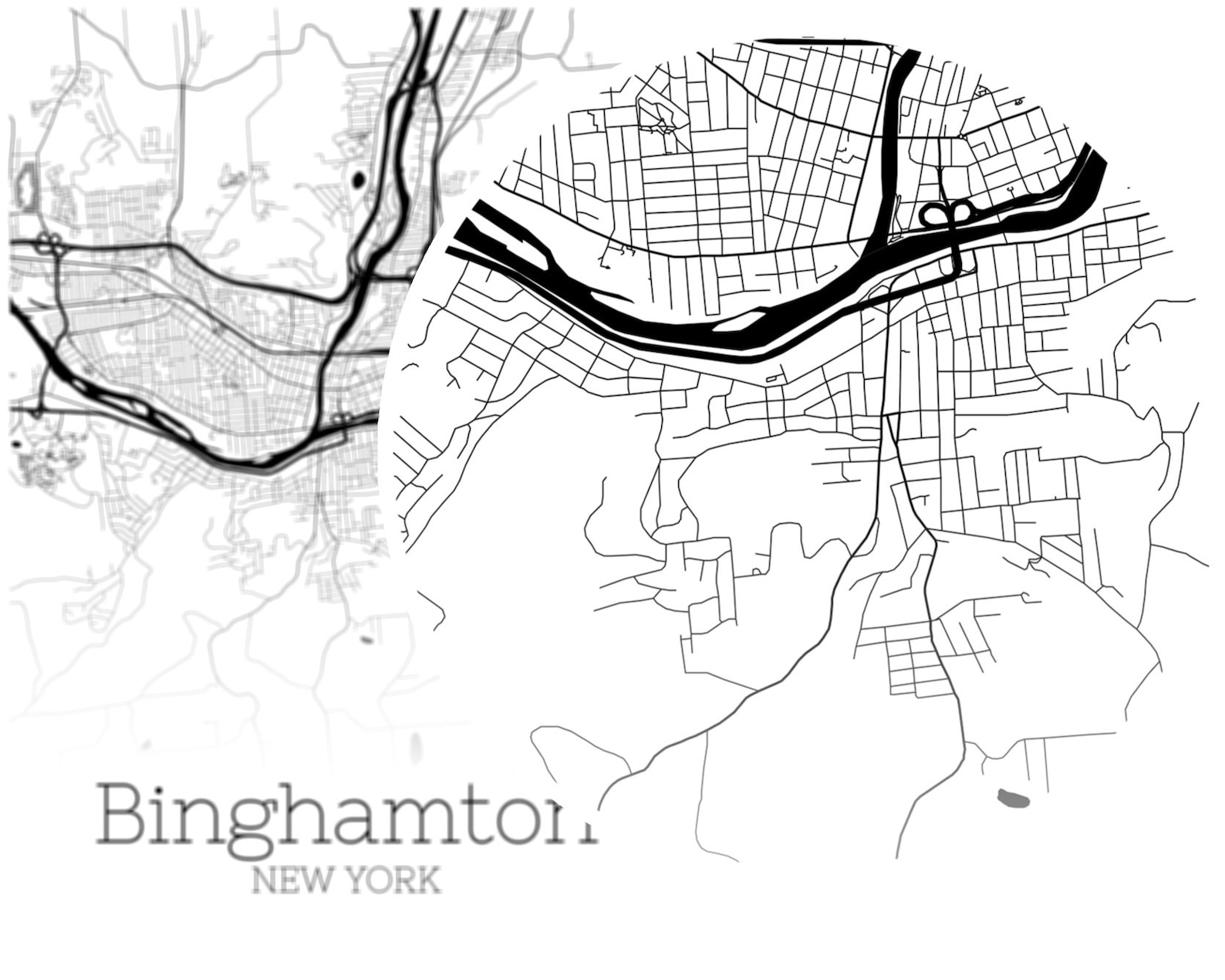 Binghamton Map INSTANT DOWNLOAD Binghamton New York City Map Etsy