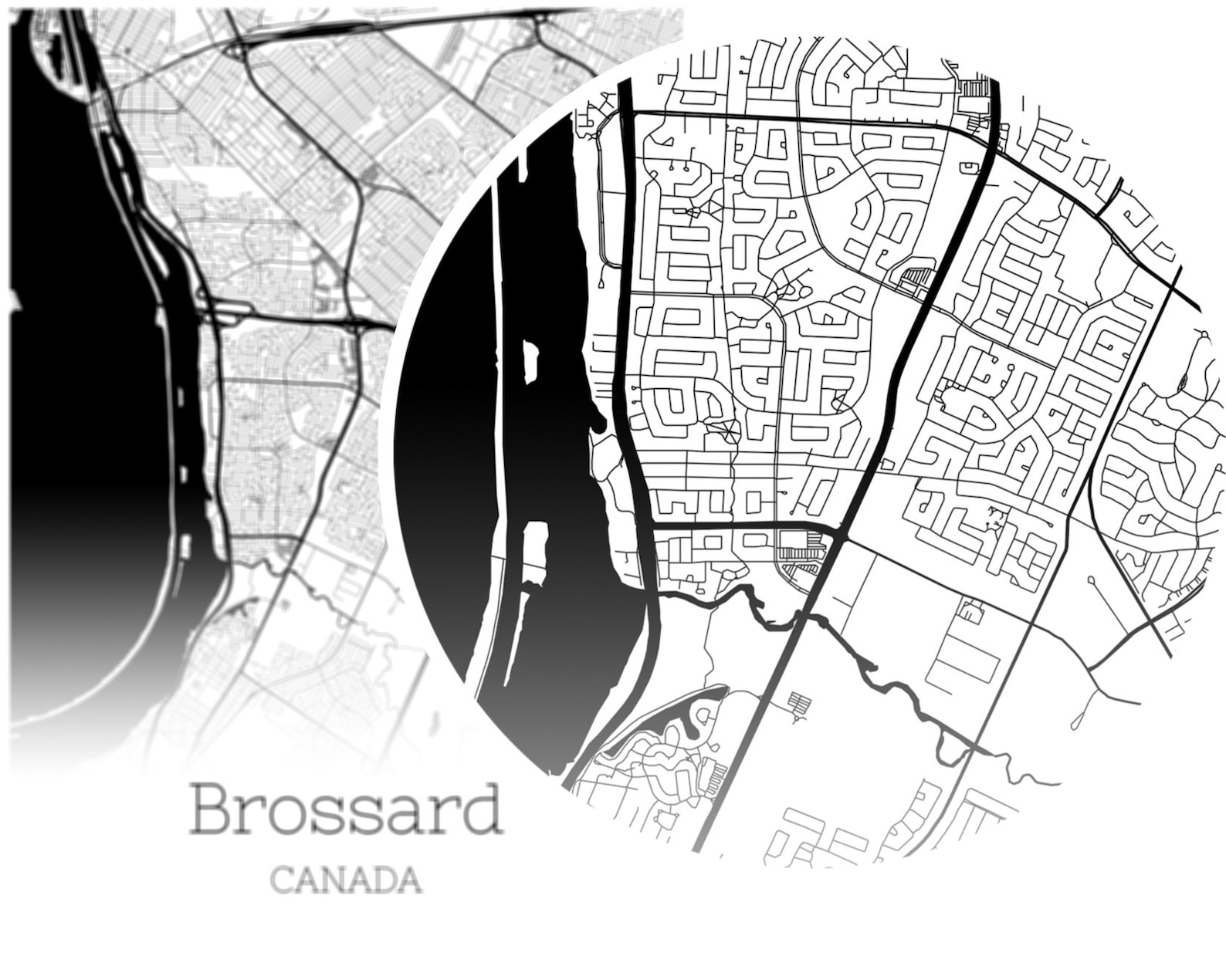 Brossard Map INSTANT DOWNLOAD Brossard Canada City Map Etsy