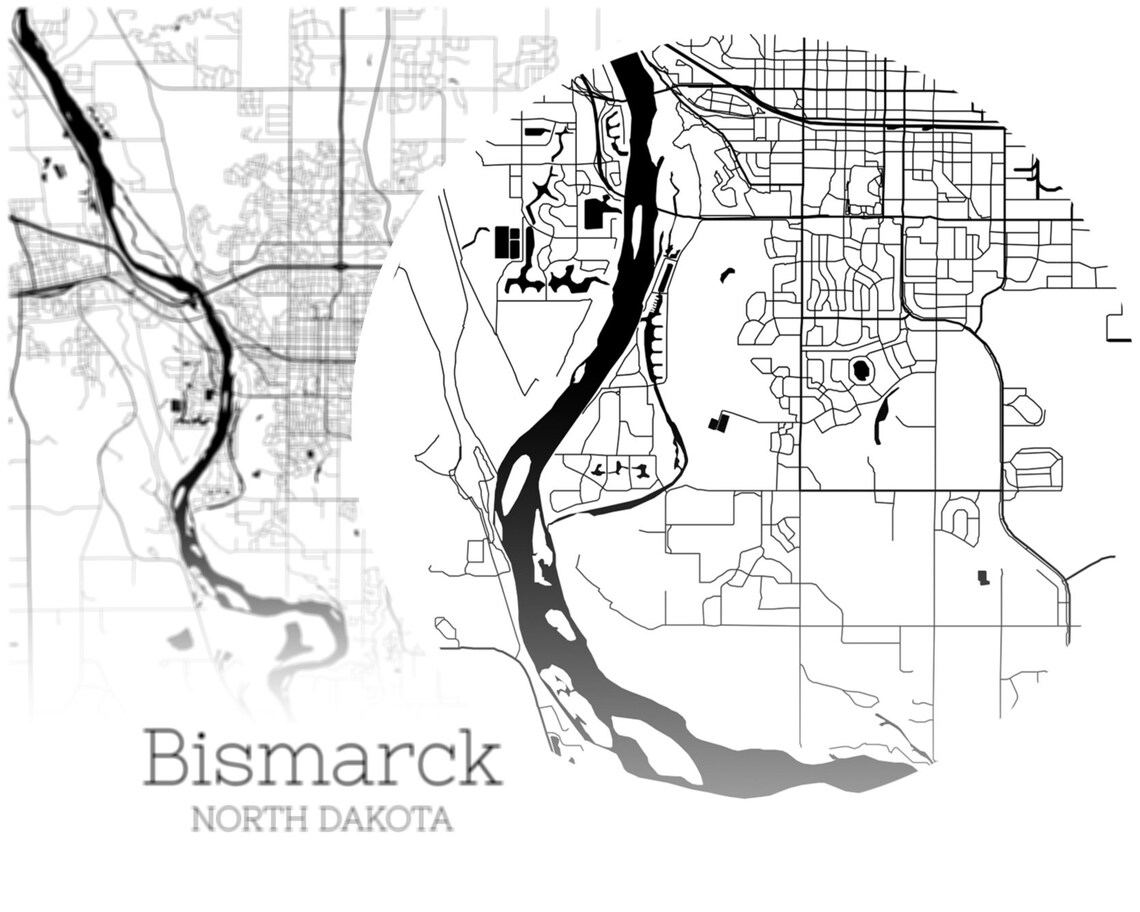 Bismarck Map INSTANT DOWNLOAD Bismarck North Dakota City Map Etsy