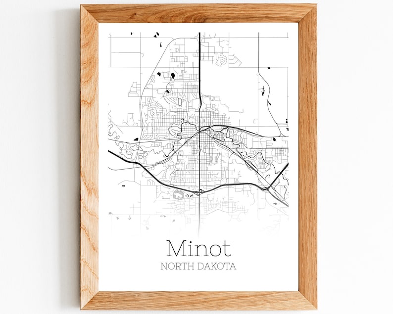 Minot Map INSTANT DOWNLOAD Minot North Dakota City Map Etsy