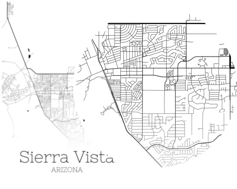 Sierra Vista Map INSTANT DOWNLOAD Sierra Vista Arizona City Etsy