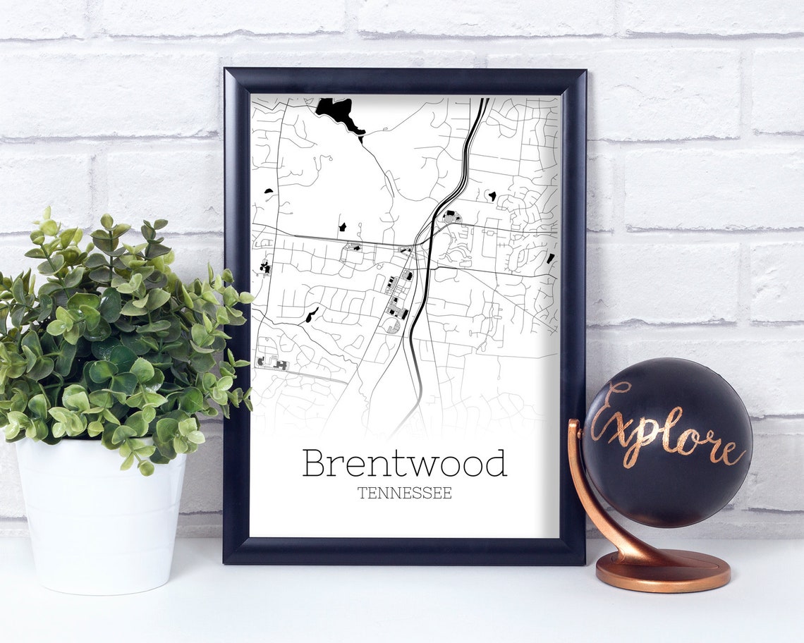 Brentwood Map INSTANT DOWNLOAD Brentwood Tennessee City Map | Etsy