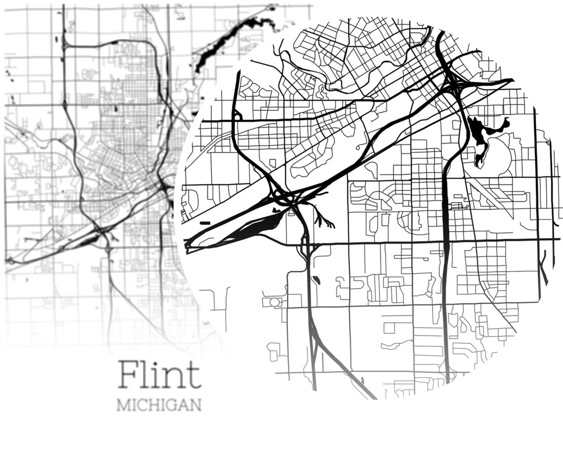 Flint Map INSTANT DOWNLOAD Flint Michigan City Map Printable Etsy