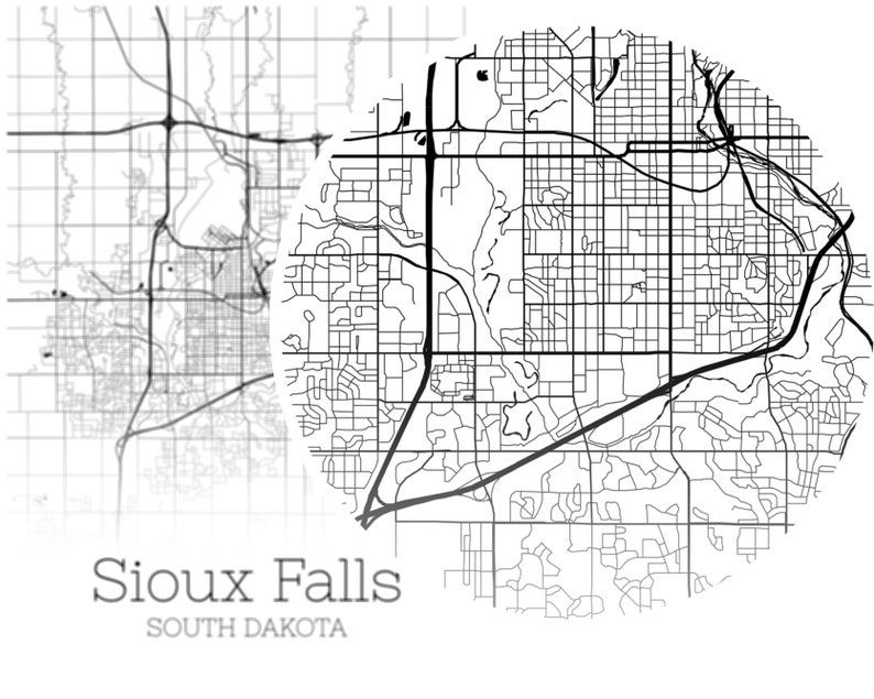 Sioux Falls Map INSTANT DOWNLOAD Sioux Falls South Dakota | Etsy