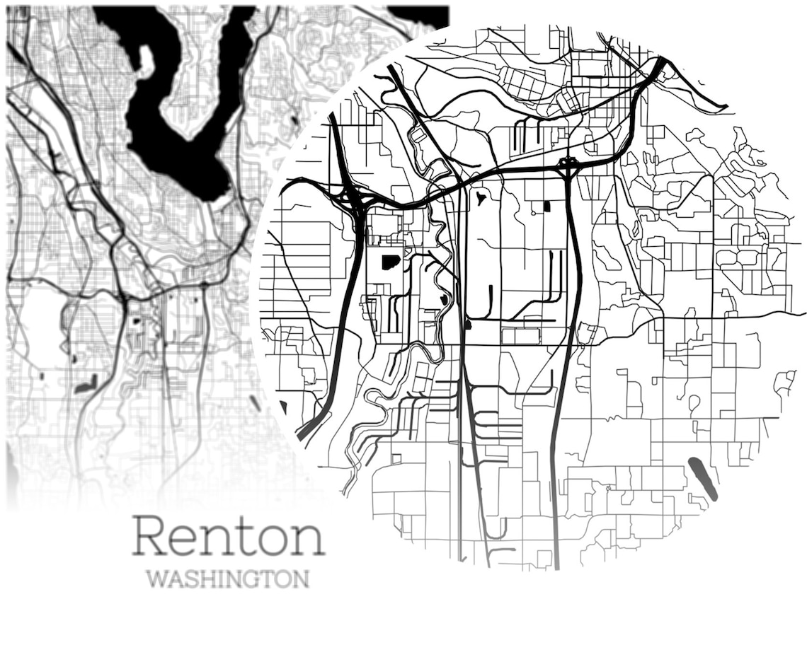 Renton Map INSTANT DOWNLOAD Renton Washington City Map  Etsy