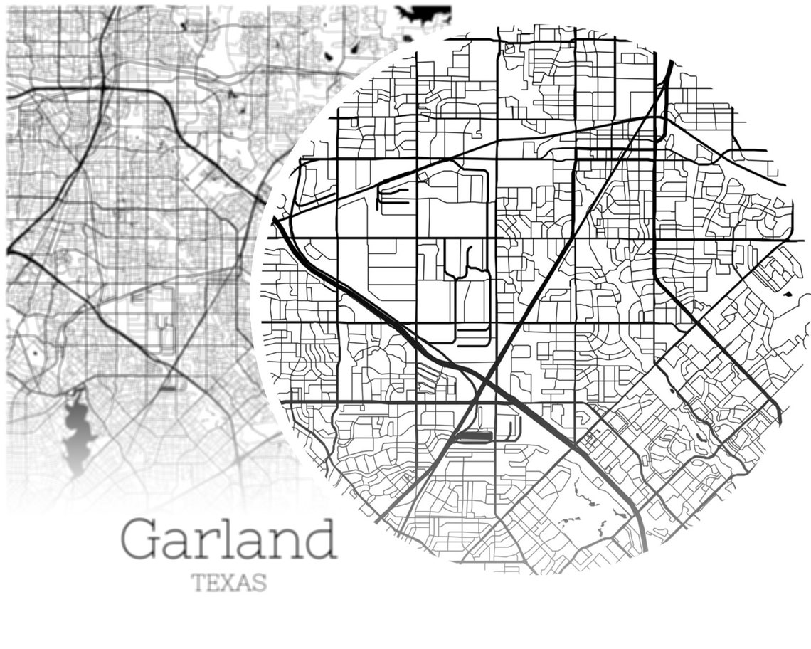 Garland Map INSTANT DOWNLOAD Garland Texas City Map Printable Etsy