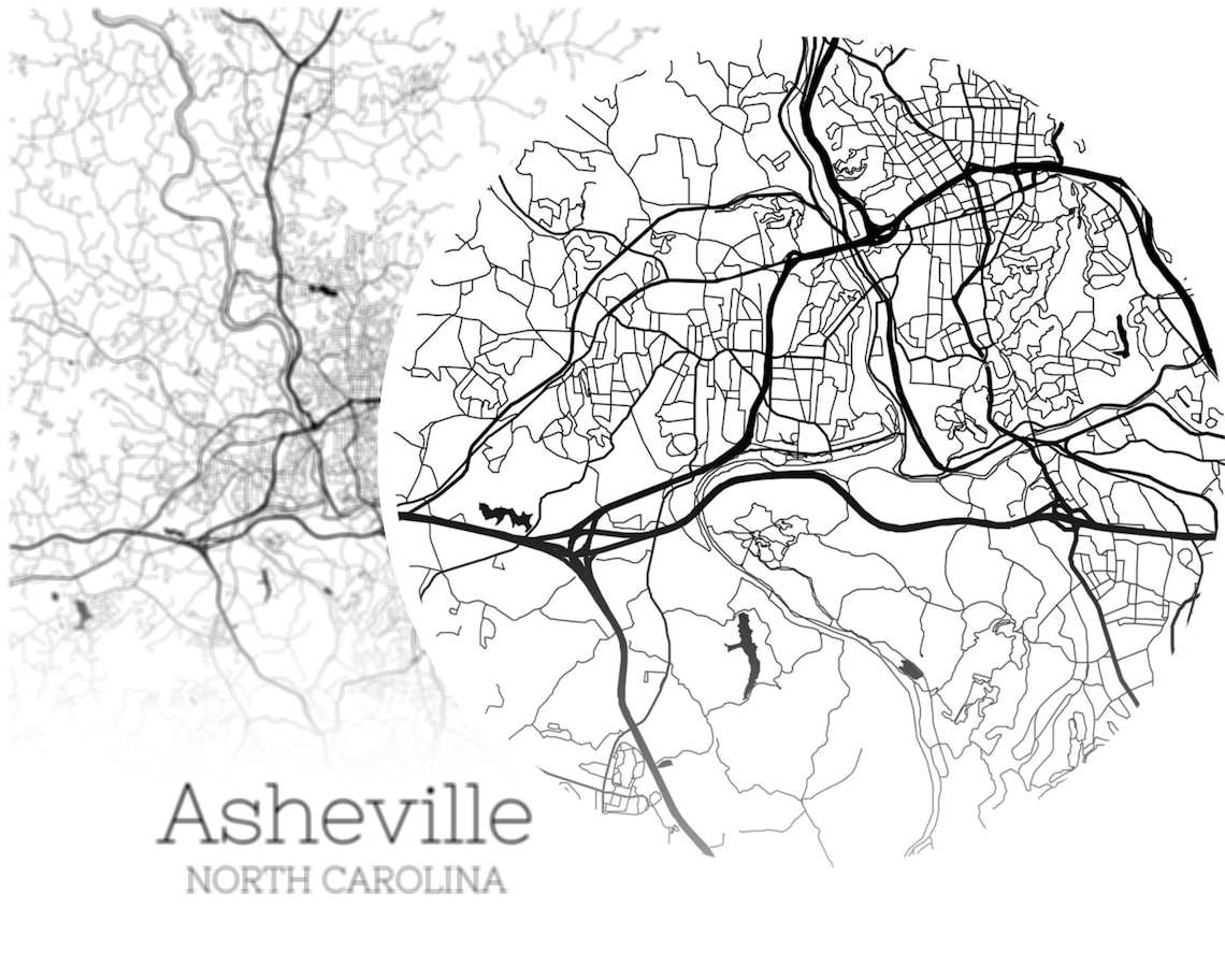 Asheville Map INSTANT DOWNLOAD Asheville North Carolina City Etsy