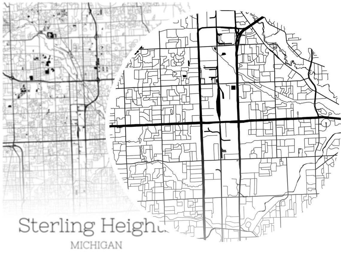 Sterling Heights Map INSTANT DOWNLOAD Sterling Heights Etsy