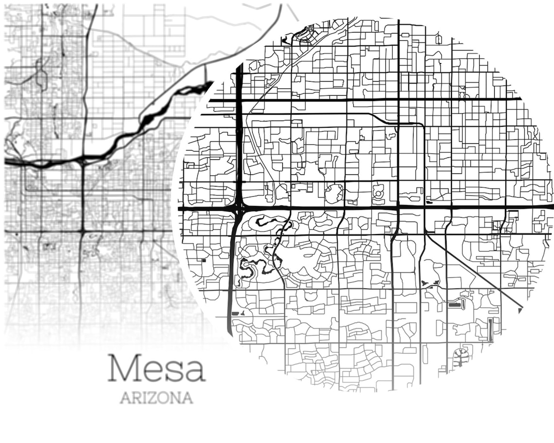 Mesa Map INSTANT DOWNLOAD Mesa Arizona City Map Printable Etsy