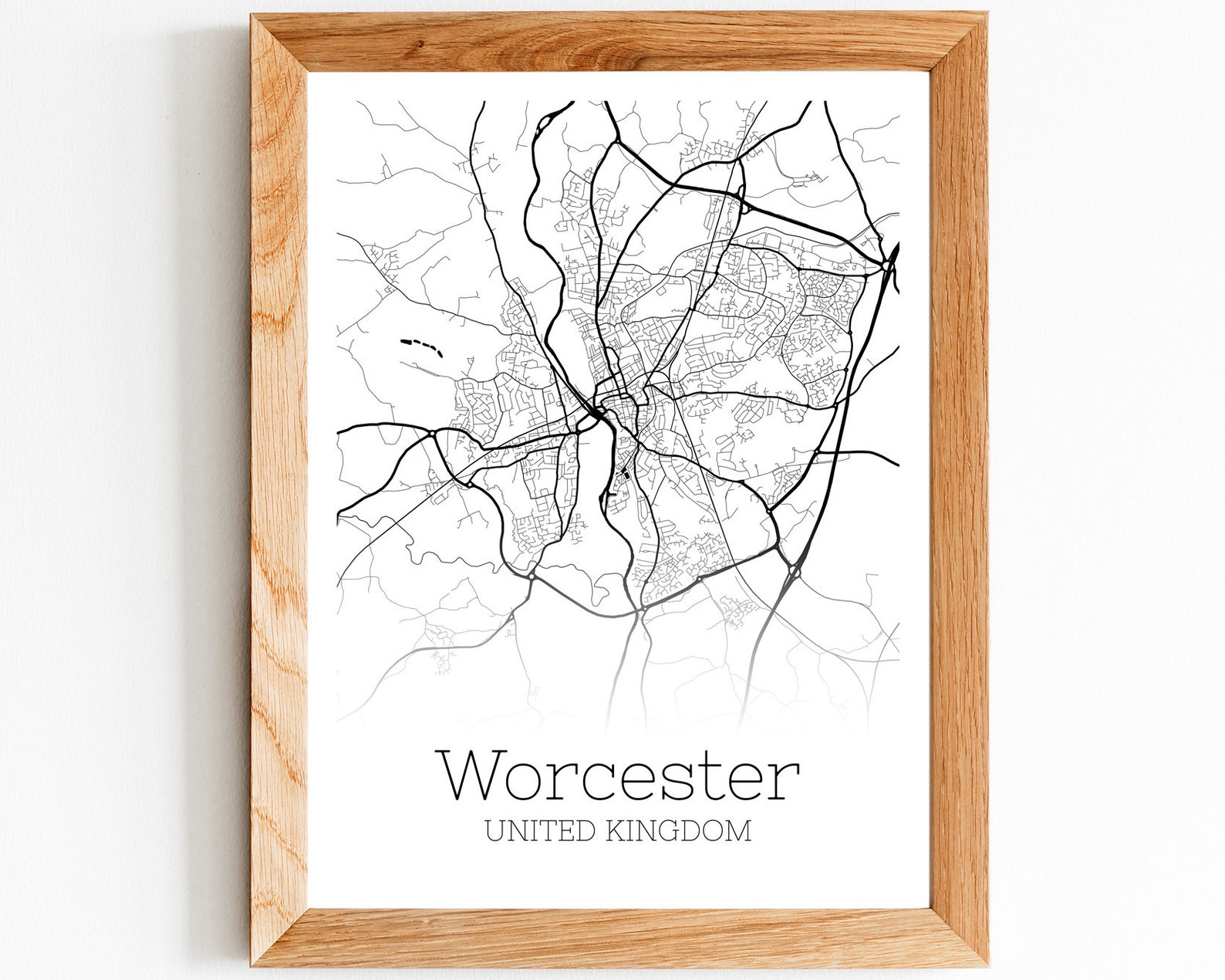 Worcester Map INSTANT DOWNLOAD Worcester United Kingdom City | Etsy