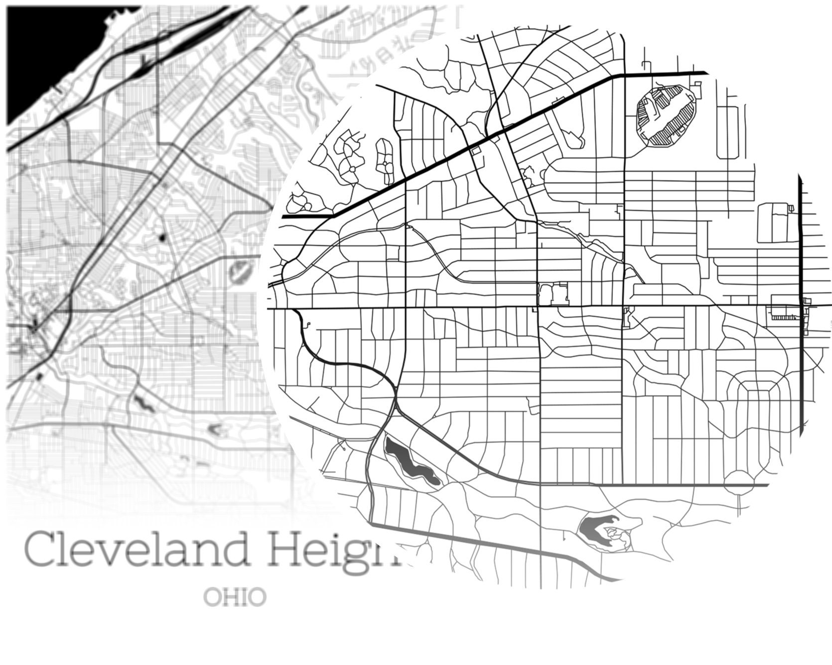 Cleveland Heights Map INSTANT DOWNLOAD Cleveland Heights Ohio Etsy
