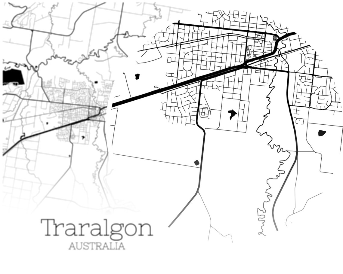 Traralgon Map INSTANT DOWNLOAD Traralgon Australia City Map Etsy