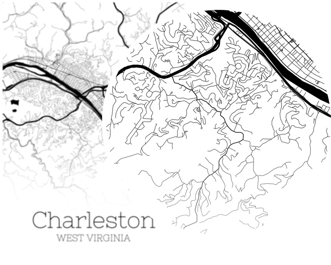 Charleston Map INSTANT DOWNLOAD Charleston West Virginia City Etsy