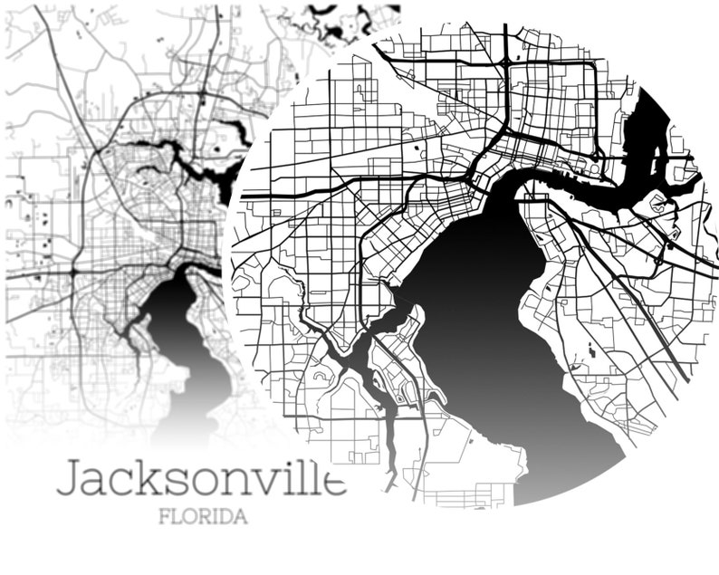 Jacksonville Map INSTANT DOWNLOAD Jacksonville Florida City | Etsy