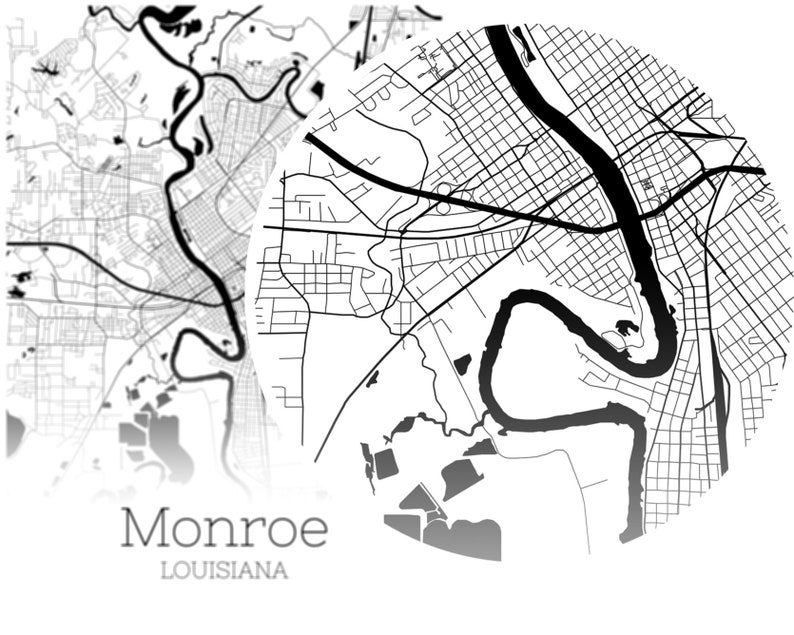 Monroe Map Instant Download Monroe Louisiana City Map Etsy