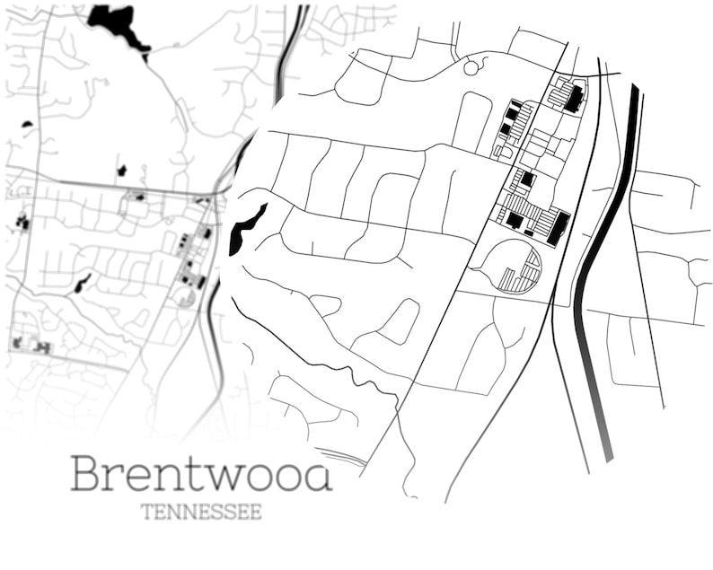 Brentwood Map INSTANT DOWNLOAD Brentwood Tennessee City Map Etsy
