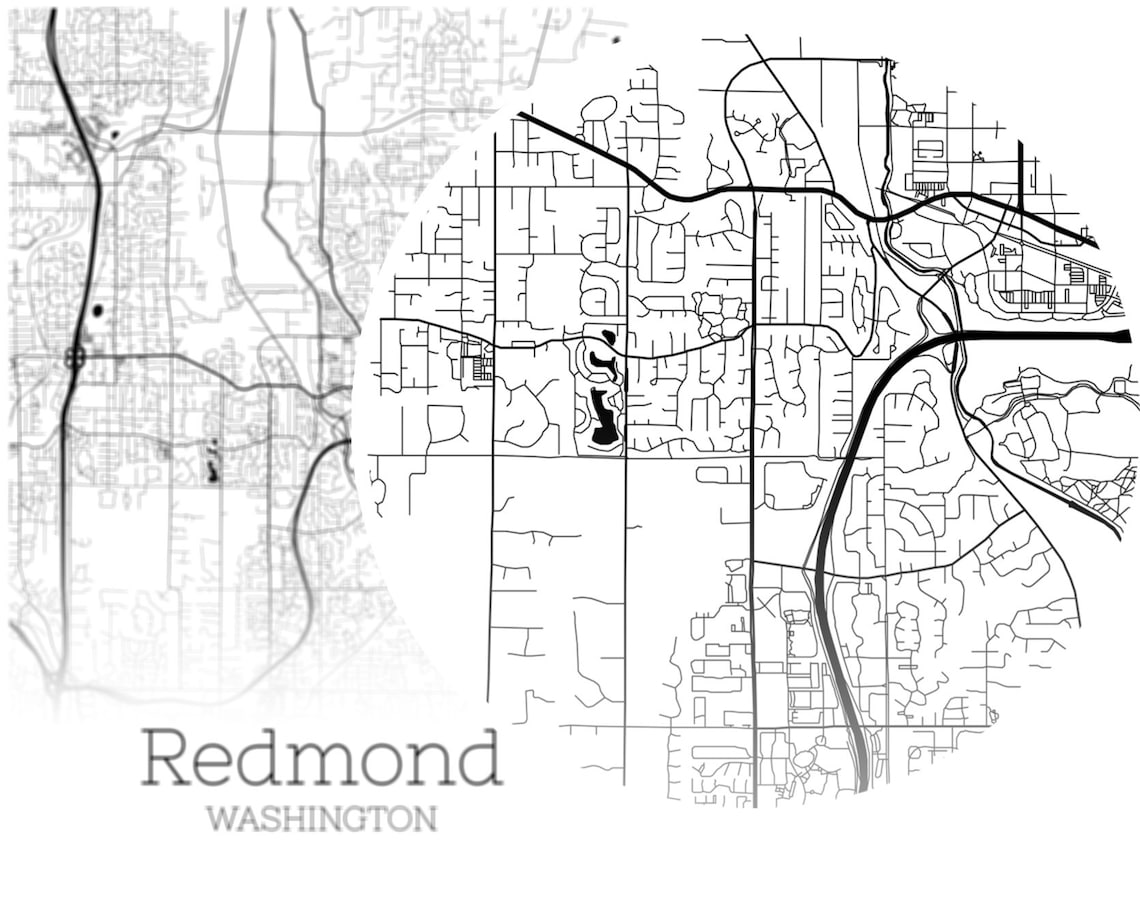 Redmond Map INSTANT DOWNLOAD Redmond Washington City Map  Etsy