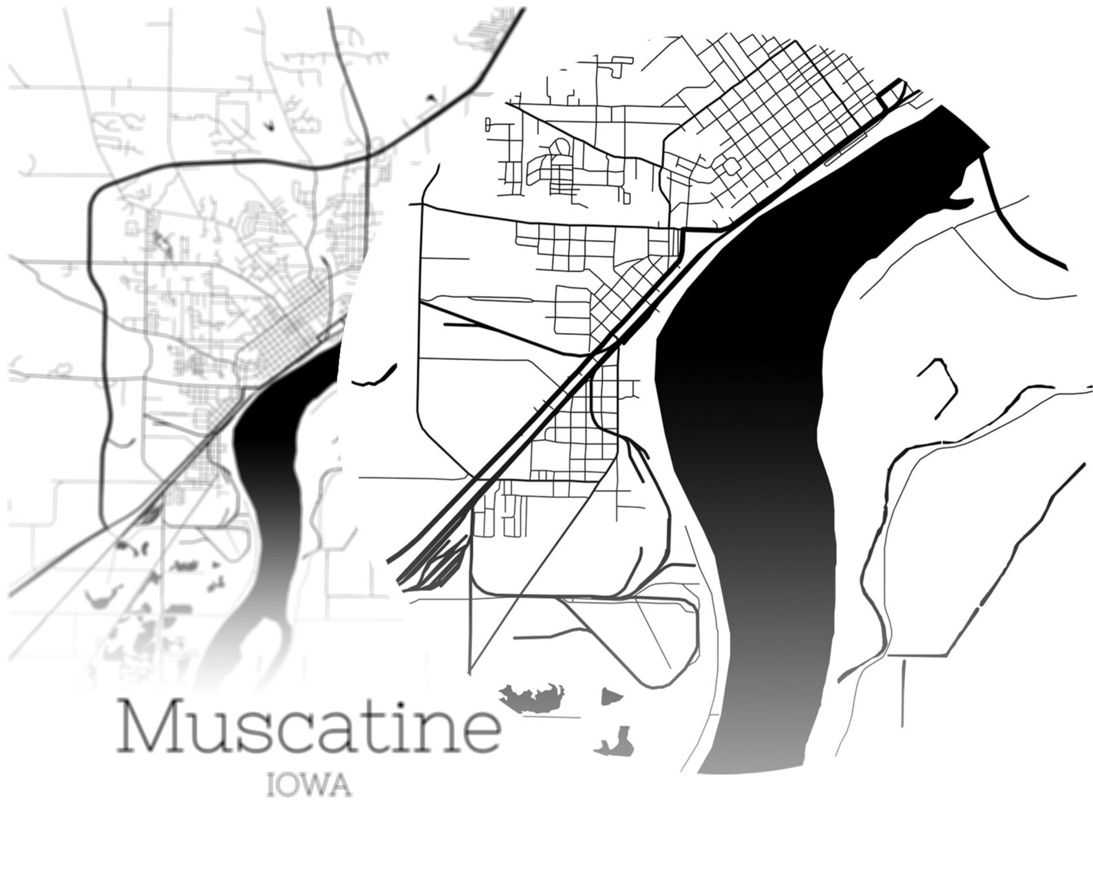 Muscatine Map INSTANT DOWNLOAD Muscatine Iowa City Map  Etsy