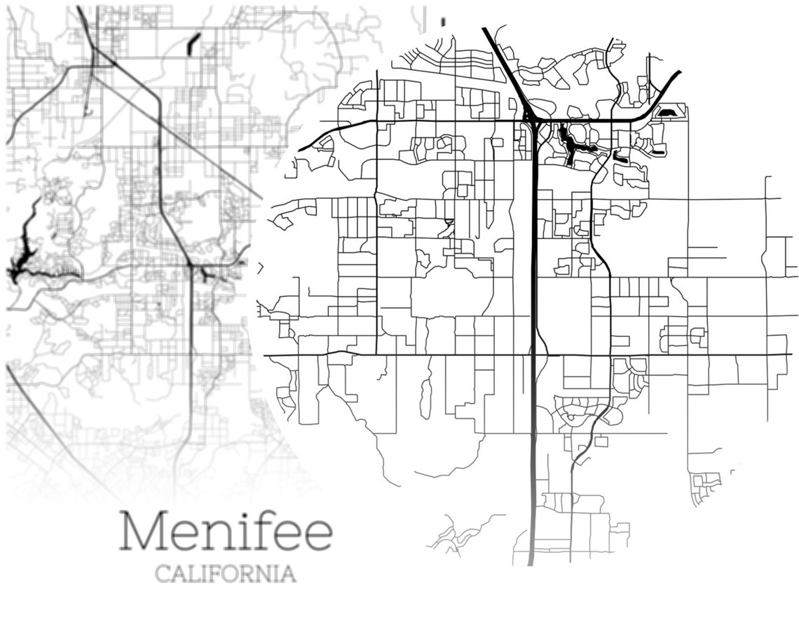 Menifee Map INSTANT DOWNLOAD Menifee California City Map  Etsy