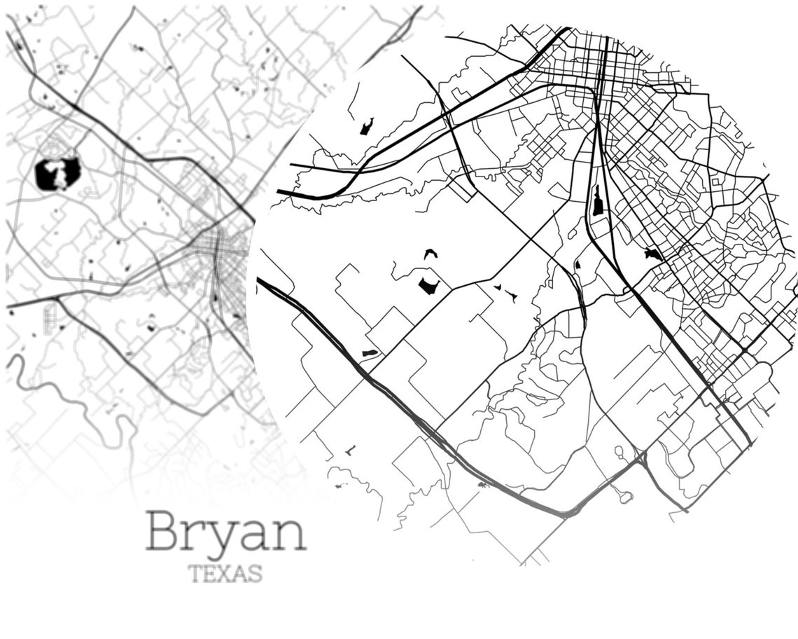 Bryan Map INSTANT DOWNLOAD Bryan Texas City Map Printable Etsy