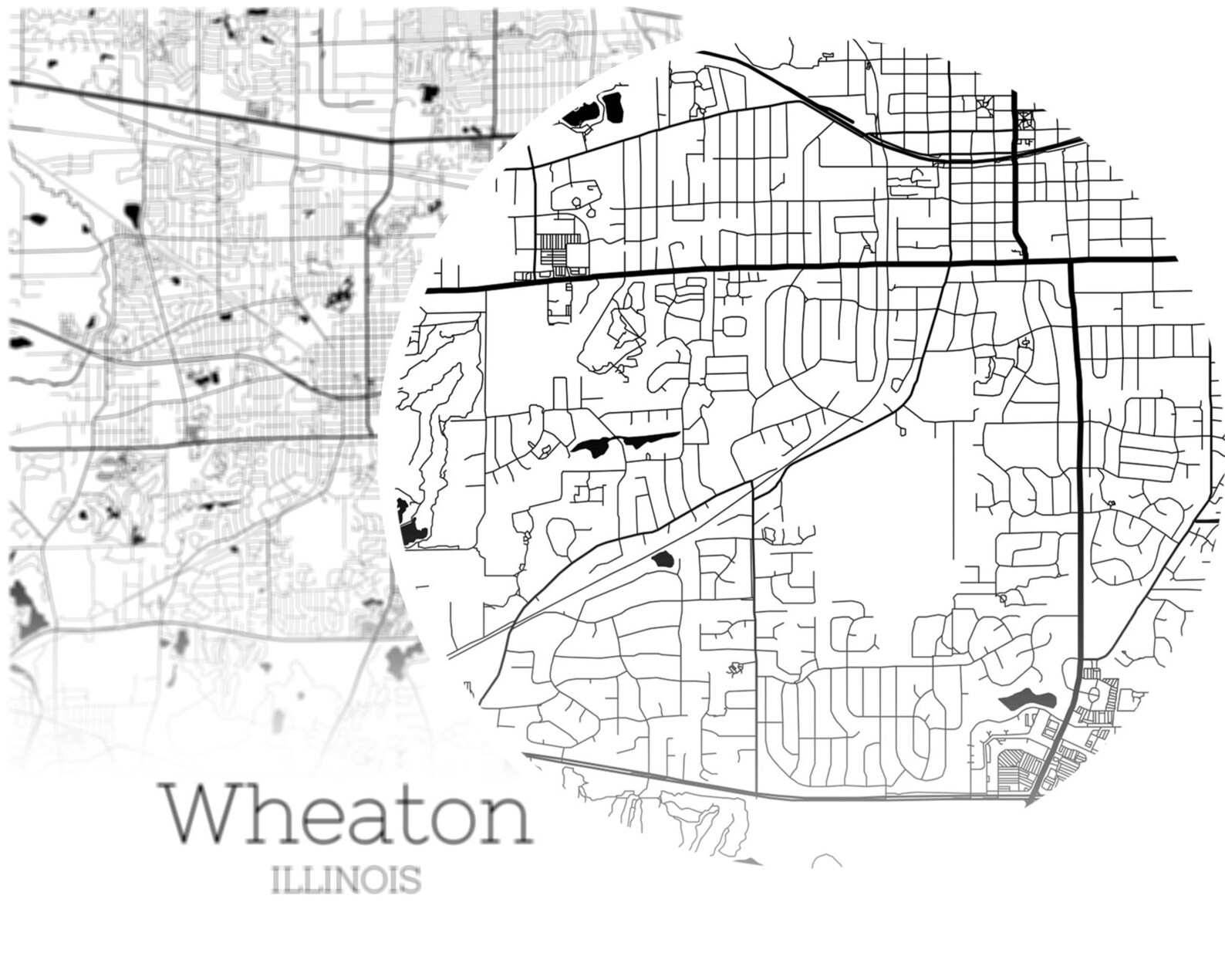 Wheaton Map INSTANT DOWNLOAD Wheaton Illinois City Map Etsy