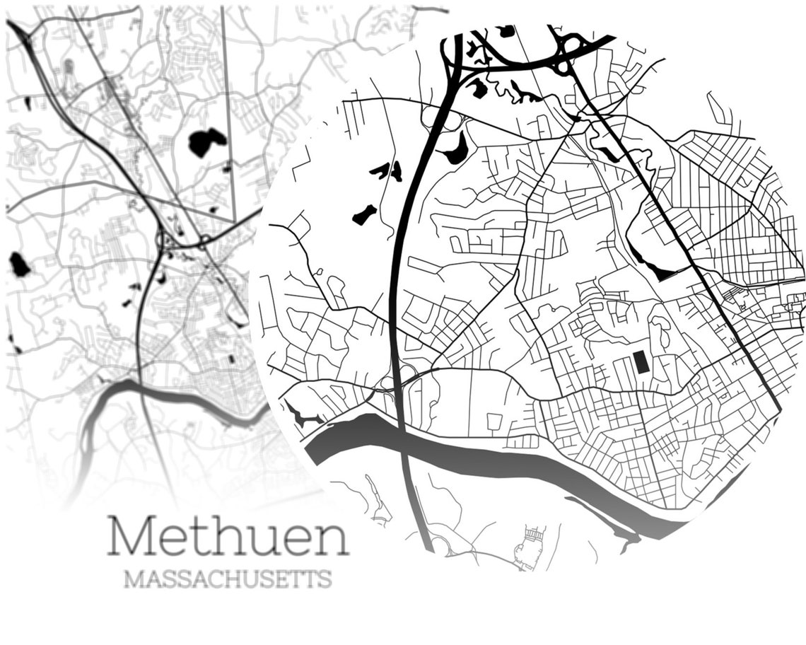 Methuen Map INSTANT DOWNLOAD Methuen Massachusetts City Map Etsy