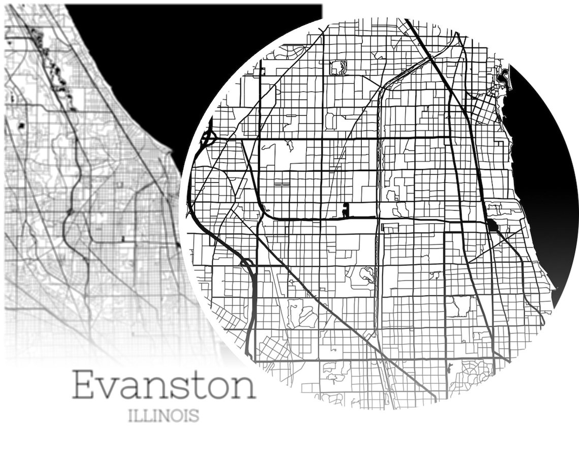 Evanston Map INSTANT DOWNLOAD Evanston Illinois City Map Etsy