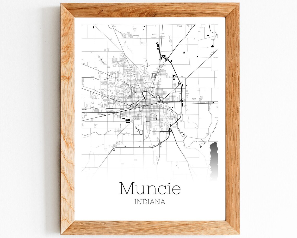 Muncie Map INSTANT DOWNLOAD Muncie Indiana City Map Printable  Etsy