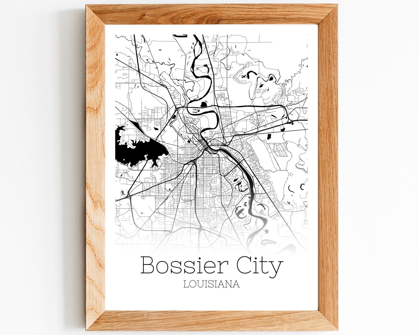Bossier City Map INSTANT DOWNLOAD Bossier City Louisiana City Etsy