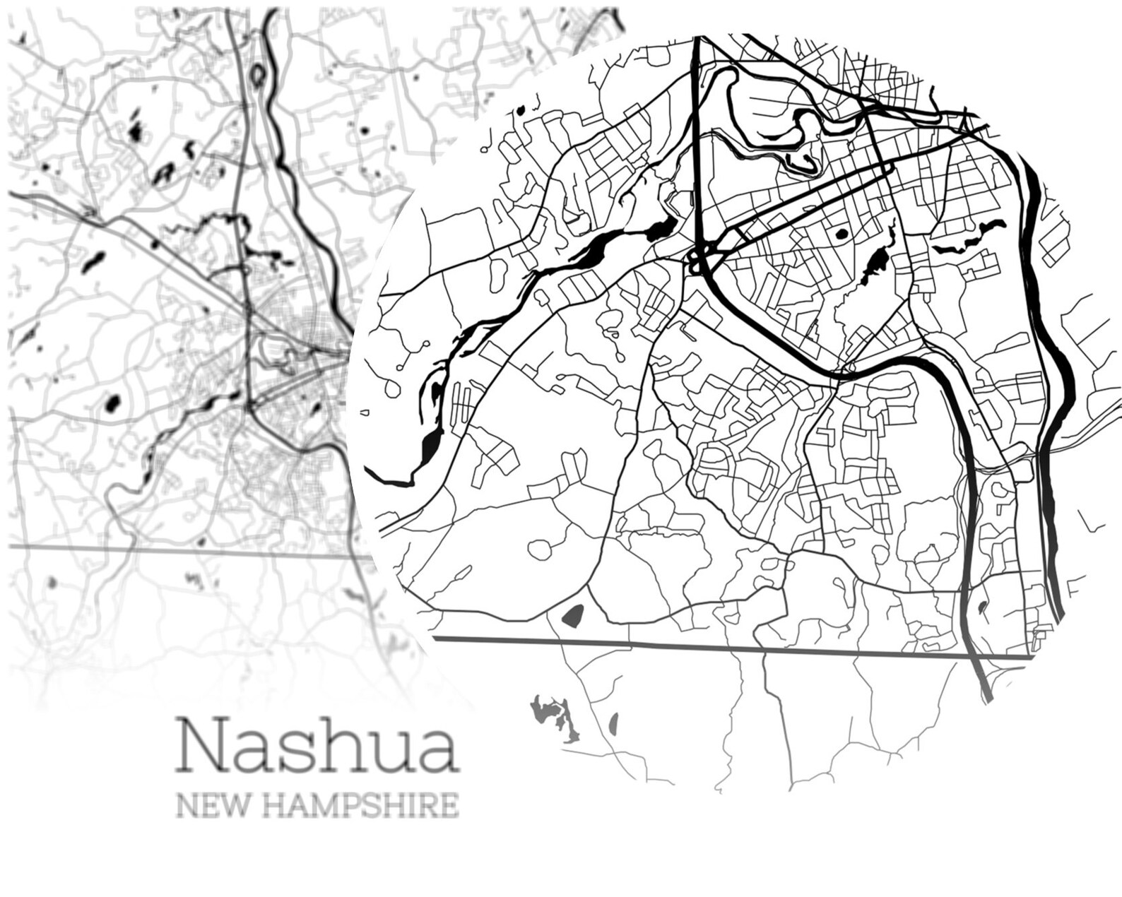 Nashua Map INSTANT DOWNLOAD Nashua New Hampshire City Map Etsy