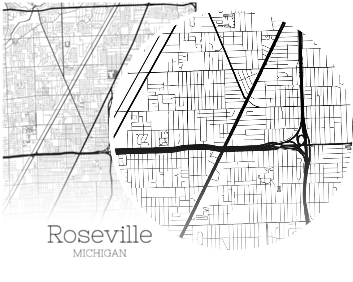 Roseville Map INSTANT DOWNLOAD Roseville Michigan City Map | Etsy