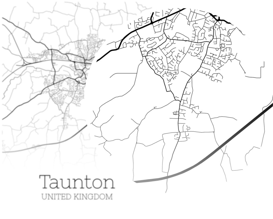 Taunton Map INSTANT DOWNLOAD Taunton United Kingdom City Map Etsy