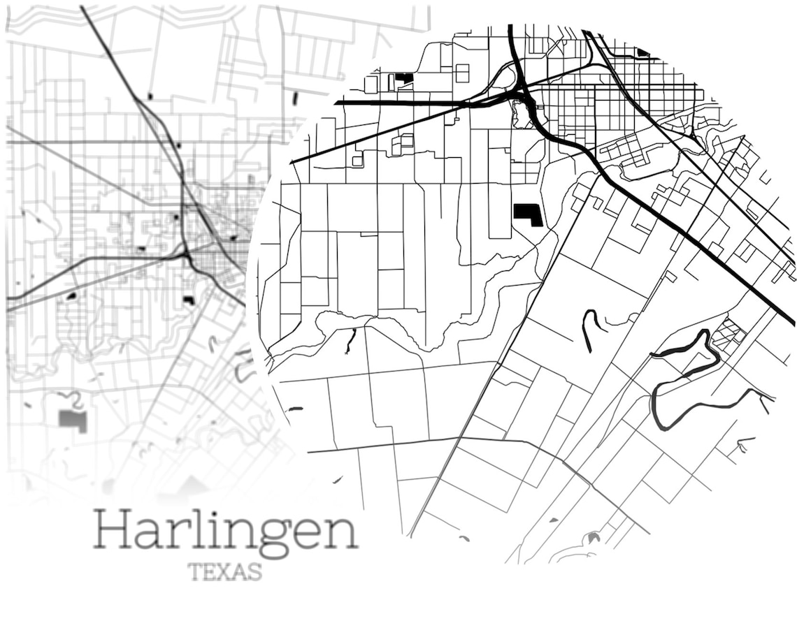 Harlingen Map INSTANT DOWNLOAD Harlingen Texas City Map Etsy