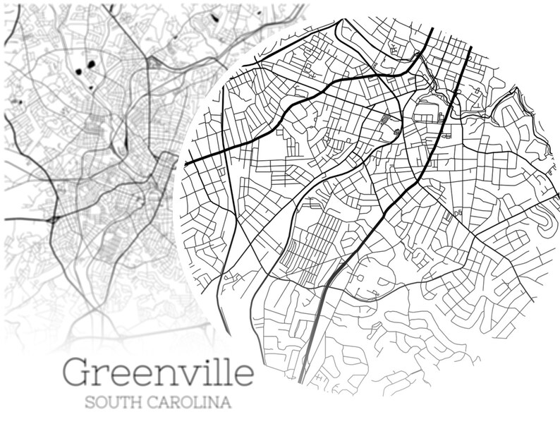 Greenville Map INSTANT DOWNLOAD Greenville South Carolina Etsy