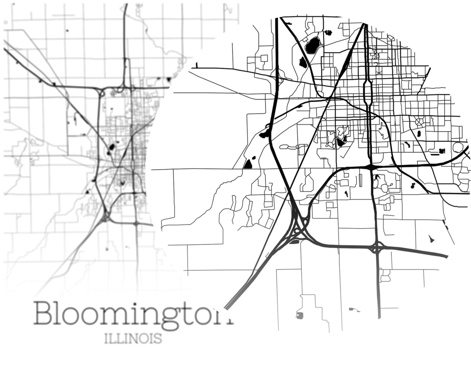 Bloomington Map INSTANT DOWNLOAD Bloomington Illinois City Etsy