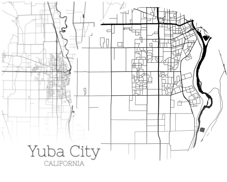 Yuba City Map INSTANT DOWNLOAD Yuba City California City Map Etsy