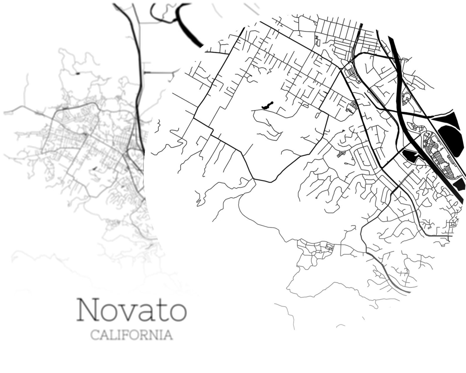 Novato Map INSTANT DOWNLOAD Novato California City Map Etsy