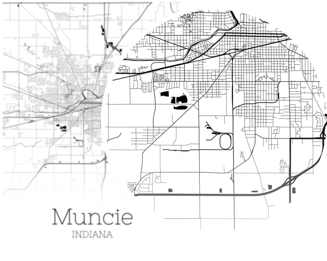 Muncie Map INSTANT DOWNLOAD Muncie Indiana City Map Printable Etsy