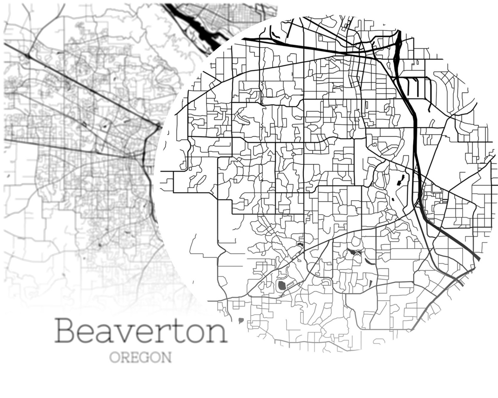 Beaverton Map INSTANT DOWNLOAD Beaverton Oregon City Map  Etsy